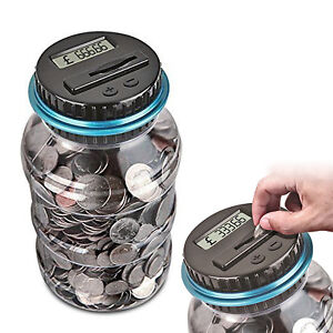 Pound Coin Digital LCD Counter Electric Money Saving Collecting Jar Piggy Bank