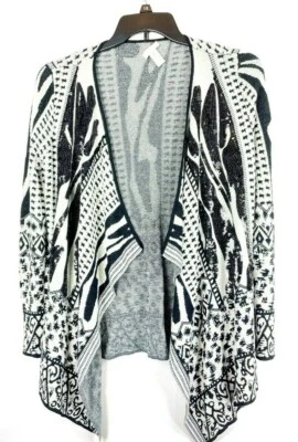 Chico's женщин блестками отделки кардиган куртка верхний открытый передний черный серый размер 0.     - Изображение 1 из 4