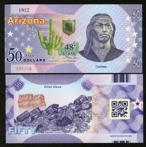 USA States, Arizona $50, Polymer, ND (2021) - Cochise, Petrified Forest F - Picture 1 of 1
