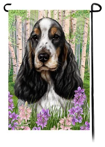 Bandera Jardín Flores Primavera - Tri Cocker Spaniel (Inglés) - Imagen 1 de 1