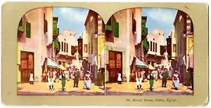 Stereopticon Card Street Scene, Cairo Egypt - Picture 1 of 1