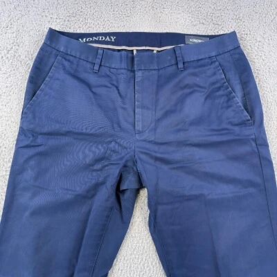 Bonobos Weekday Warrior Pants Mens 33x32 Blue Slim Straight Monday Slacks - Image 1 of 4