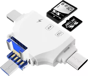 4 in 1SD Card Reader Compatible With iPhone iPad, Micro SD Card Reader - Picture 1 of 7