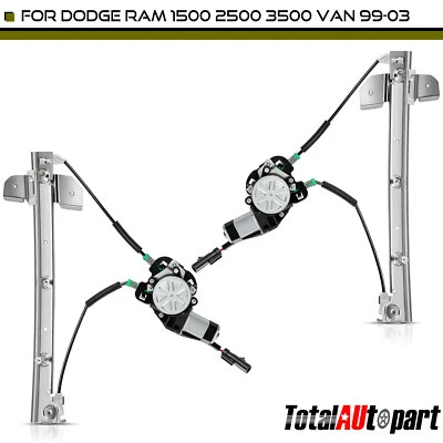 全新 2 件车窗调节器 带电机 适用于道奇 Ram 1500 2500 3500 Van 前侧 — 第 1/4 张图片