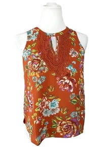 New Stitch Fix DANIEL RAINN Sleeveless FloralCrochet Top Rust Multicolor Sz PS - Picture 1 of 11