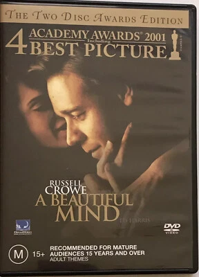 A BEAUTIFUL MIND (2 DISC AWARDS EDITION DVD 2001) REGION - 2 & 4, VGC, Free POST - Image 1 of 4
