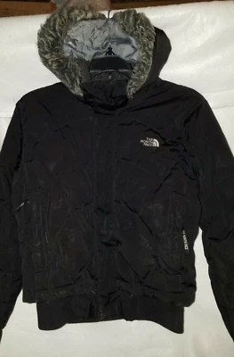 North Face 550 TNF Down Bomber Jacket Fur Hoodie Jacket Youth Girls Large - Image 1 of 4