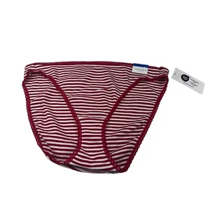 Charter Club Intimates Women's Size XL Panty Brief Hi Cut Striped Red White New - Picture 1 of 13