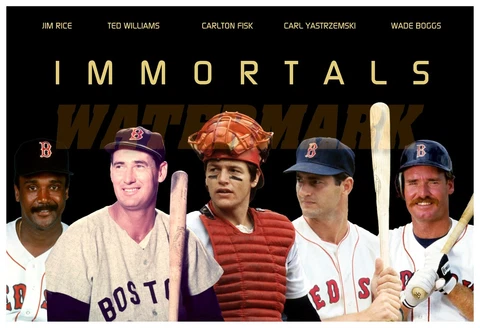 FIVE IMMORTAL BOSON RED SOX 19”x13" COMMEMORATIVE POSTER Cover