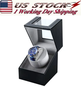 Rotación Automática Reloj Único Enrollador Caja Cuero Almacenamiento Vitrina Regalo - Imagen 1 de 17