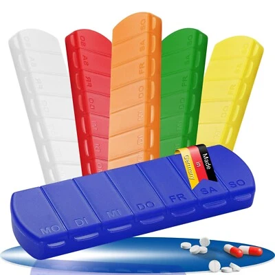 ELASTO PROMOTION FOR LIFE Aufbewahrungsdose SEVEN DAYS Tablettenbox mit Wochentagen in Blau Pillenbehälter