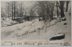 Vintage Postcard Morris & Essex Canal In Winter Bayonne New Jersey AA81 - Imagen 1 de 2