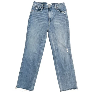 Paige Sarah Straight Ankle Jeans Women’s 28 Blue Distressed Raw Hem High Rise - Picture 1 of 9