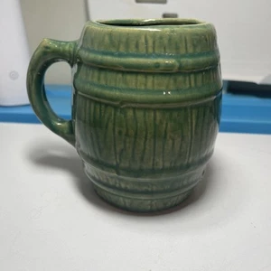 Vintage 1920-30's MCCOY #4 Green Stoneware Barrel MUG - TANKARD - Picture 1 of 7