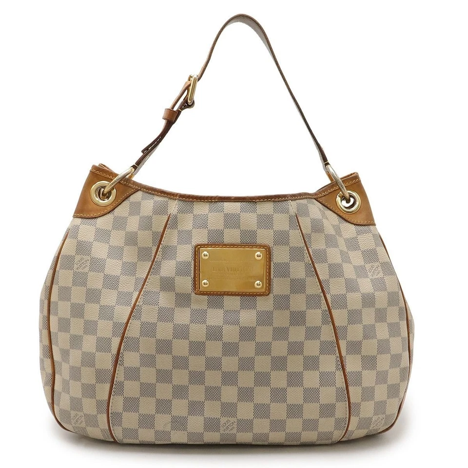 Bolsa de ombro Louis Vuitton Galliera PM Damier Azur marfim PVC bolsa classificação B autêntica - Imagem 1 de 4