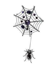 Katherine's Collection Spider With Web Ornament Jeweled 7"W Halloween - Picture 1 of 6