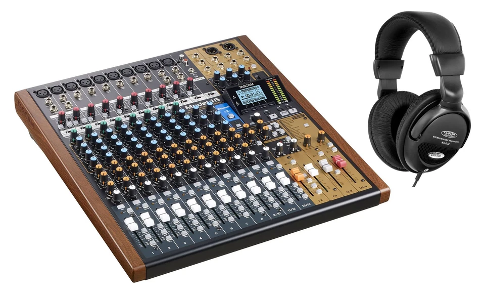 Tascam Model 16 Analog Mischpult Set 14-Kanal Mixer 16-Spur-Recoder Kopfhörer - Bild 1 von 4