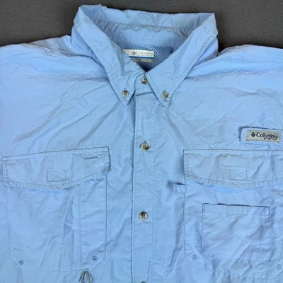 Columbia Shirt Mens 2XL XXL Blue Button Down Fishing Vented Omni Shade Bahama - Image 1 of 4