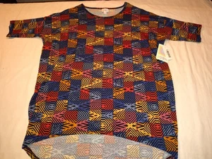 Lularoe Irma Tunic Shirt Women's Size Small S Abstract Boxes Multicolor NWT NEW - Picture 1 of 5