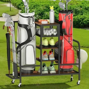 Golf Club Organizer Bag Holder Stand Metal Rack Display Sports Garage Storage - Picture 1 of 9