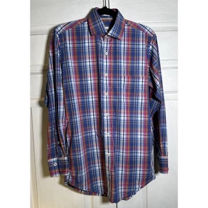 Peter Millar kariertes Button Down Hemd Herren Small Gingham Langarm Baumwolle Strick - Bild 1 von 9