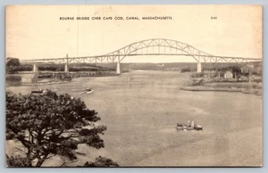 Cartolina d'epoca Bourne Bridge Cape Cod Canal Massachusetts 1951 - Foto 1 di 2