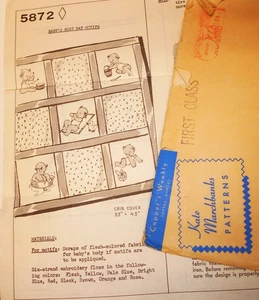 Vintage Mail Order Kate Marchbanks Embroidery Transfer #5872 Baby Quilt UNUSED - Picture 1 of 1