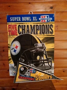 Pittsburgh Steelers Super Bowl XL Bundle Champions 30 inch Wimpel + Flagge 2006 - Bild 1 von 13