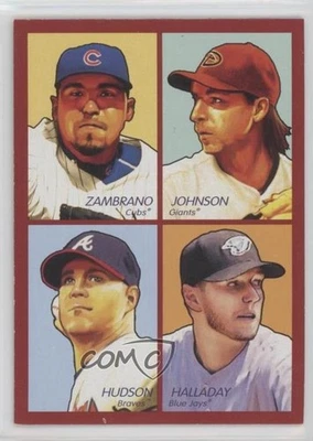 2009 Goudey 4-in-1 Red Carlos Zambrano Randy Johnson Tim Hudson Roy Halladay HOF - Image 1 of 2