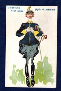 CARTOLINA UMORISTICA: "VOLONTARIO D'UN ANNO - FIGLIO DI MAMMA" - Imagen 1 de 2