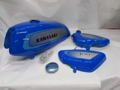 Kawasaki H1500 1971 Show Quality tanque de combustible y juego de cubierta lateral azul H1A Foto 1 de 4