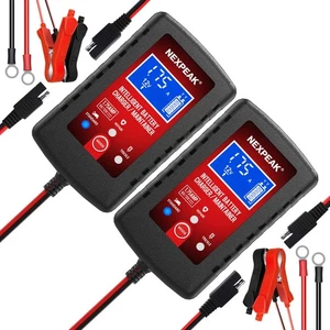2-Pack Smart Fully Automatic 6V 12V Battery Charger Maintainer for Car, Marin... - Picture 1 of 6