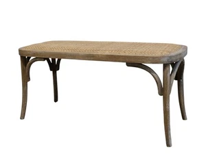 French Wicker Wooden Bench - Picture 1 of 4