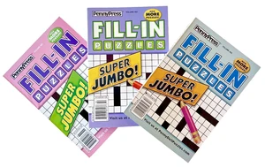 NEW Lot of 3 Penny Press Dell Original Super Jumbo Fill In Puzzle Books - Imagen 1 de 2
