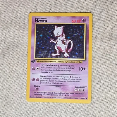Mewtwo Holo 10/102 – 1st Edition German Base Set – 1999 WOTC Pokémon – LP - Image 1 of 4
