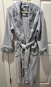 Carole Hochman (M) Plush Wrap Robe Blue/Gray (Always A Good Night) Tie Waist EUC - Picture 1 of 7