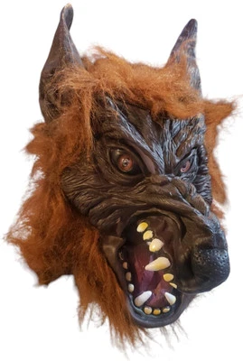 Halloween Mask Warewolf Wolfman Scary Dog Wolf Faux Fur Child Size 7-8 - Image 1 of 4