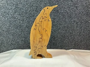 Hand crafted solid spalted maple wood penguin puzzle - Picture 1 of 5