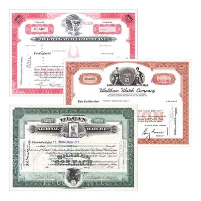 Colección de relojes: Juego de 3 certificados de stock de Watch Company (años 20 - 60 Foto 1 de 4