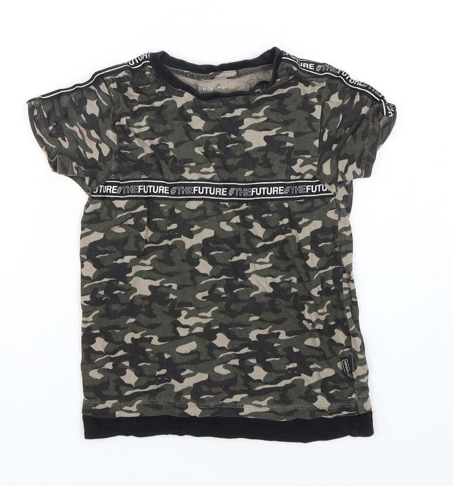 Primark Boys Green Camouflage Cotton blend T-Shirt Size 4-5 Years Pul - Image 1 of 4