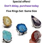 Mix Natural Gemstones Daily Deal  5 Rings Set| Combo Set Size 5.5 JW