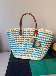 BARNEYS NEW YORK Leather-Trimmed Raffia Basket Bag - Picture 1 of 9