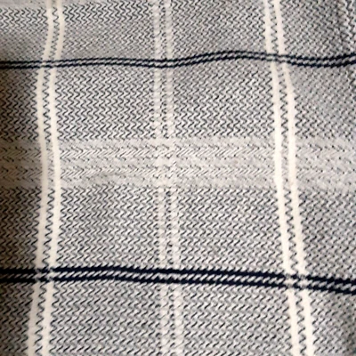 Rustic 100% cotton Izod gray navy plaid woven coverlet queen size made in India - Image 1 of 3