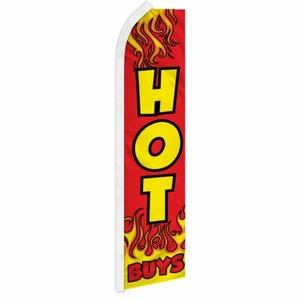 "HOT BUYS" advertising super flag swooper banner business sign sale great deals - Picture 1 of 10