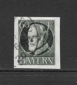BAVARIA SCOTT 128 USED VF - 1916 60pf DK GRN  LUDWIG III TYPES OF 1914  IMPERF - Picture 1 of 2