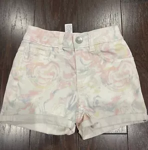 Justice Denim Mini Mom Short Cuffed Shorts Marbled Pastel Girl Size 7 - Picture 1 of 4