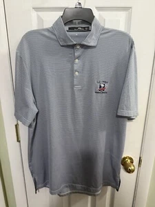 RLX Ralph Lauren Polo Golf Shirt US Open 2019 Pebble Beach M Blue/White Stripe - Picture 1 of 4