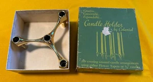 MCM Kerzenständer Flower Kegelkerzen goldfarben Colonial Candle Co - Bild 1 von 5