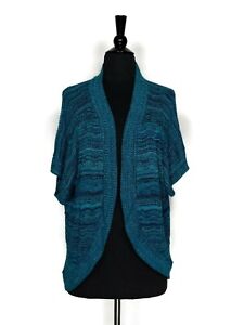Lane Bryant Green Blue Crochet Open Short Sleeve Cardigan Knit Sweater Size 20W