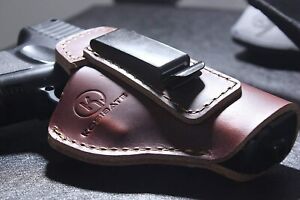 Tuckable IWB Brown Leather Concealed Carry Gun Holster for SIG SAUER P365